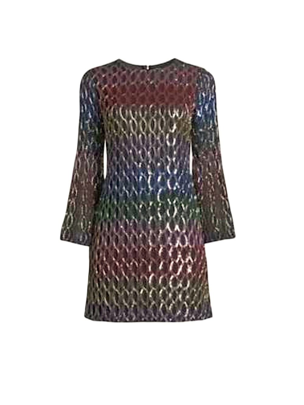 Alice + Olivia Rainbow Beaded Rhinestone Embellished Retro Mini Dress